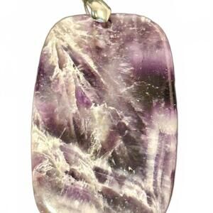 Unique Large Amethyst Pendant with Purple and White Natural Stone